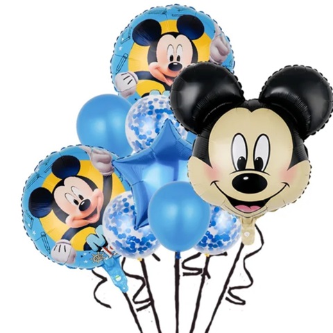 Set 10 baloane folie si latex Mickey albastru