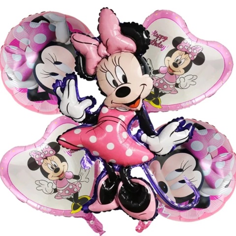 Set 5 baloane folie Minnie Mouse roz
