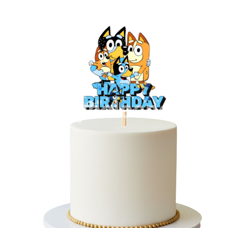 TOPPER PENTRU TORT HAPPY BIRTHDAY BLUEY SI BINGO