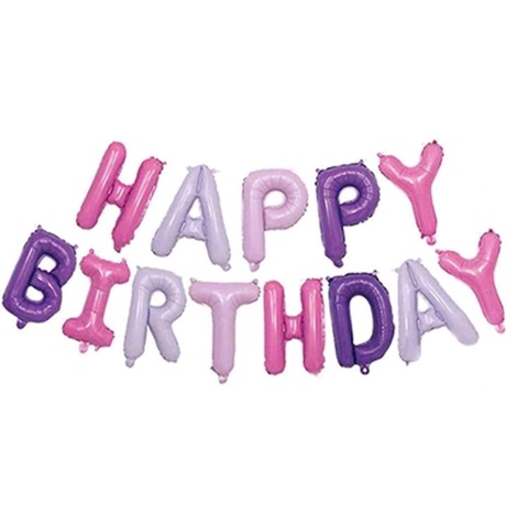 BANNER HAPPY BIRTHDAY - ROZ , MOV , LILA