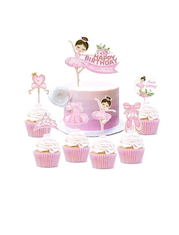 SET 7 TOPPERE PENTRU TORT - HAPPY BIRTHDAY BALERINA