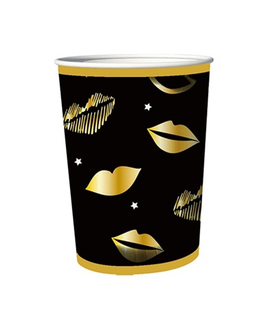 SET 8 PAHARE PARTY , NEGRU CU BUZE 200 ML