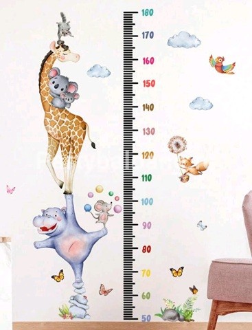 Sticker decorativ pentru perete - METRU CU ANIMALUTE SAFARI COD 382