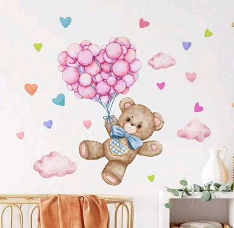 Sticker decorativ pentru perete – URS CU BALOANE - COD 363