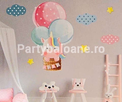 Sticker decorativ pentru perete – unicorn cu baloane COD WD11