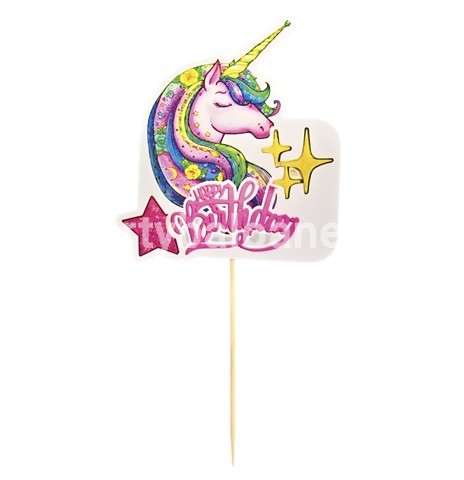TOPPER PENTRU TORT – HAPPY BIRTHDAY CU UNICORN