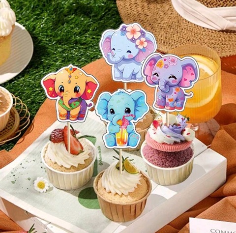SET 24 SCOBITORI DECORATIVE - ELEFANTI