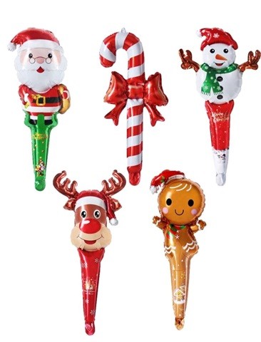 SET 5 BALOANE FOLIE FIGURINE CU TIJA - MOS CRACIUN 50 CM