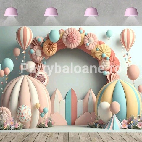 BACKGROUND TEXTIL PENTRU ARANJAMENT ARCADA BALOANE CU AER CALD SI FLORI – COD 368