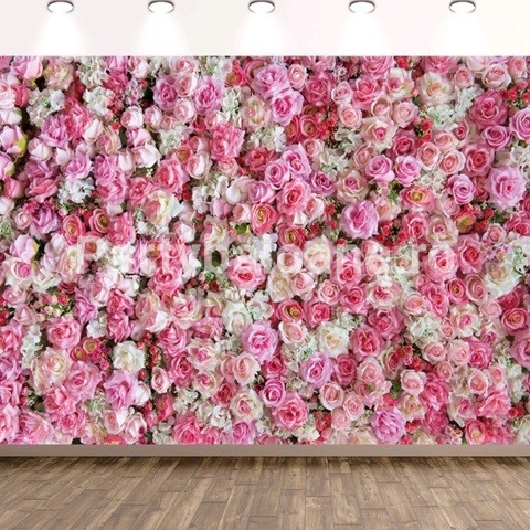 BACKGROUND TEXTIL PENTRU ARANJAMENT ARCADA FLORI ROZ SI ALBE – COD 360