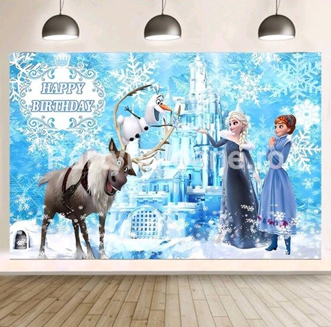 BACKGROUND TEXTIL PENTRU ARANJAMENT ARCADA HAPPY BIRTHDAY FROZEN – COD 341