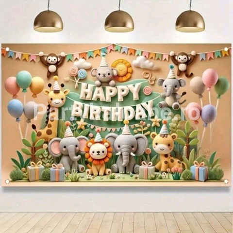 BACKGROUND TEXTIL PENTRU ARANJAMENT ARCADA HAPPY BIRTHDAY SAFARI – COD 362