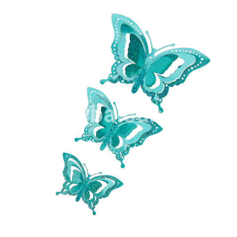 SET 12 FLUTURI DECORATIVI 3D METALICI TURCUAZ CU GLITTER