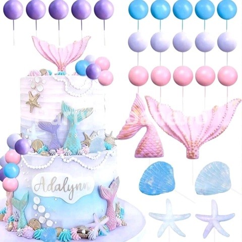 SET 26 TOPPERE 3D PENTRU TORT – COZI DE SIRENA , SCOICI , STELE SI BILE