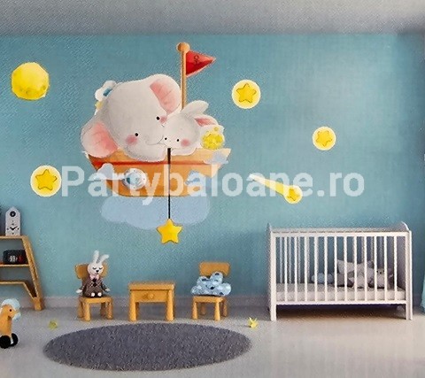 Sticker decorativ pentru perete - elefantei si stelute COD WD10