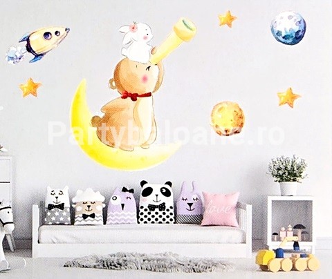 Sticker decorativ pentru perete - iepuras si urs COD WD02