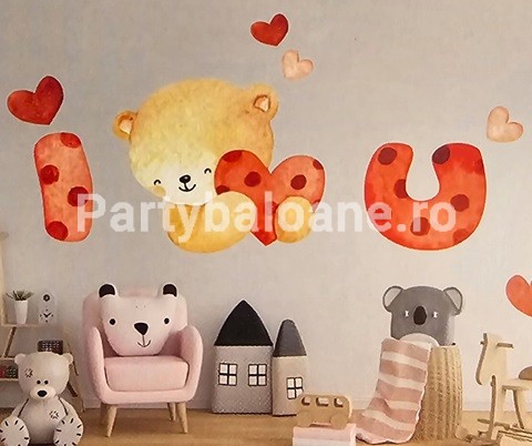 Sticker decorativ pentru perete - ursulet i love you COD WD09