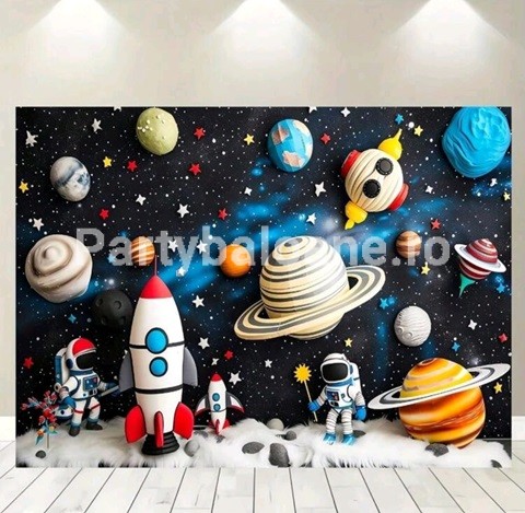 BACKGROUND TEXTIL PENTRU ARANJAMENT ARCADA ASTRONAUTI SI PLANETE - COD 380
