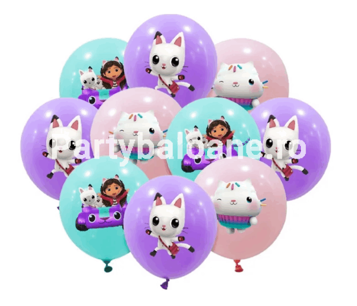 SET 10 BALOANE LATEX CASA DE PAPUSI A LUI GABI - 30 CM