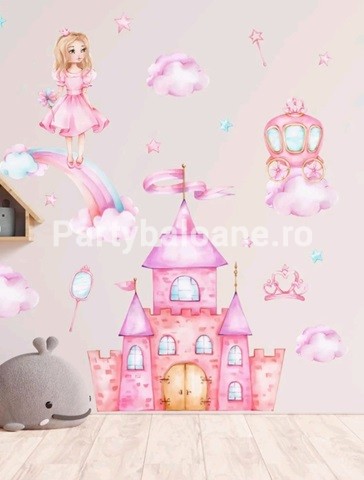 STICKER DECORATIV PENTRU PERETE – PRINTESA CU CASTEL COD 405