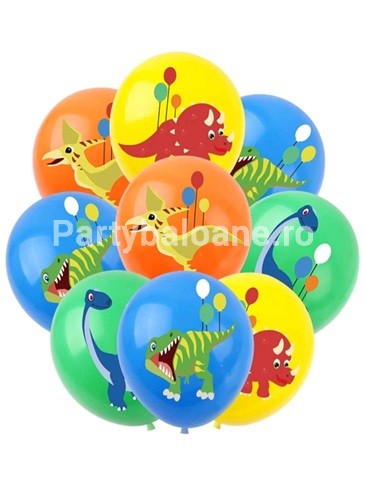 SET 10 BALOANE LATEX DINOZAURI - 30 CM