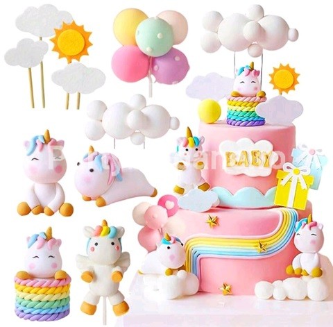 SET 10 TOPPERE 3D PENTRU TORT – UNICORN , NORI , BILE , SOARE TOP 30