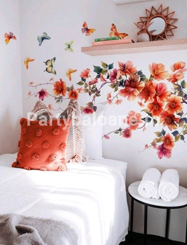 STICKER DECORATIV PENTRU PERETE – FLORI SI FLUTURI COD 417