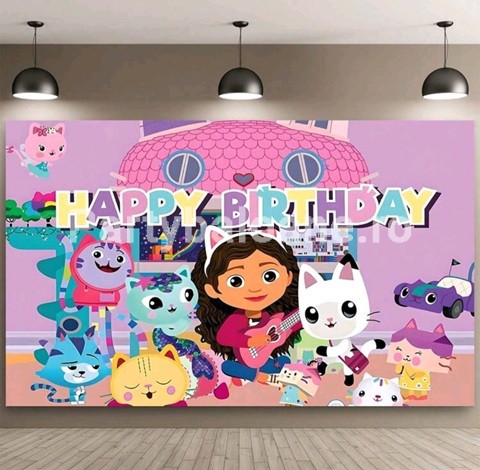 BACKGROUND TEXTIL PENTRU ARANJAMENT HAPPY BIRTHDAY CASA DE PAPUSI A LUI GABI - COD 438