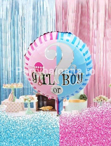BALON FOLIE ROTUND - GENDER REVEAL BOY OR GIRL 45 CM