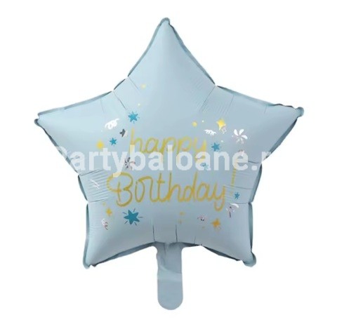 BALON FOLIE STEA HAPPY BIRTHDAY BLEU MAT- 45 CM