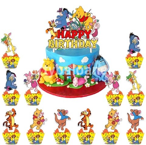 SET 12 SCOBITORI DECORATIVE SI TOPPER PENTRU TORT WINNIE