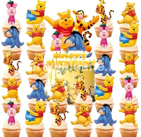 SET 24 SCOBITORI DECORATIVE SI TOPPER PENTRU TORT WINNIE THE POOH