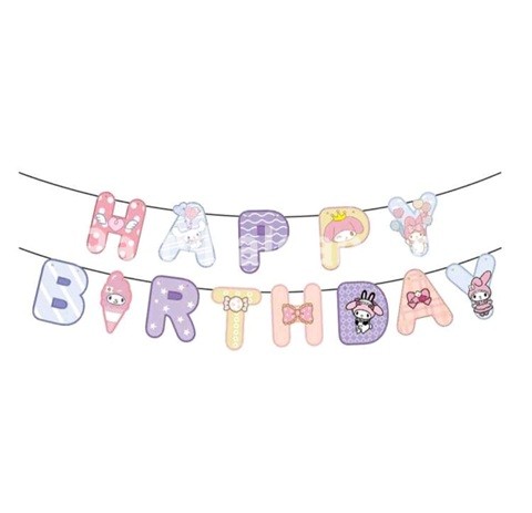 BANNER HAPPY BIRTHDAY - HELLO KITTY SANRIO KUROMI