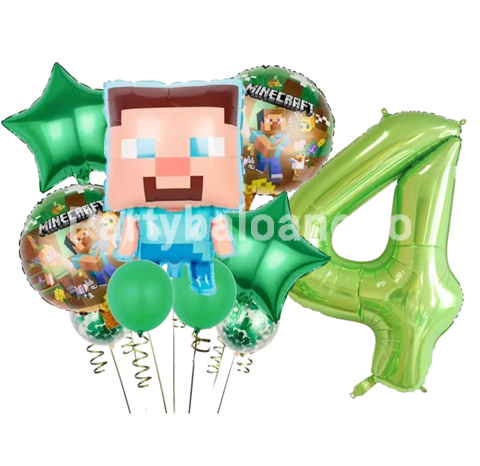 SET 10 BALOANE FOLIE SI LATEX - MINECRAFT CU CIFRA 4