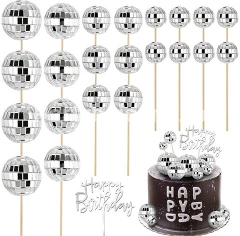 SET 25 TOPPERE 3D PENTRU TORT DISCO SI TOPPER HAPPY BIRTHDAY TOP 79