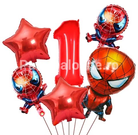 SET 6 BALOANE FOLIE SPIDERMAN CU CIFRA 1