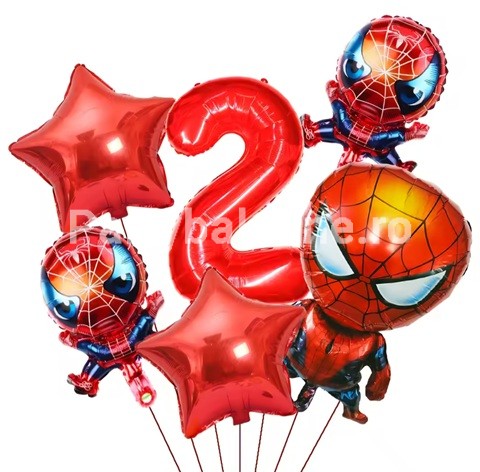 SET 6 BALOANE FOLIE SPIDERMAN CU CIFRA 2