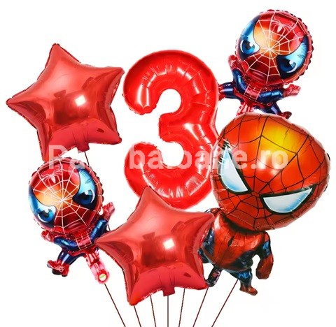SET 6 BALOANE FOLIE SPIDERMAN CU CIFRA 3