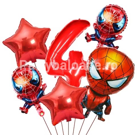 SET 6 BALOANE FOLIE SPIDERMAN CU CIFRA 4