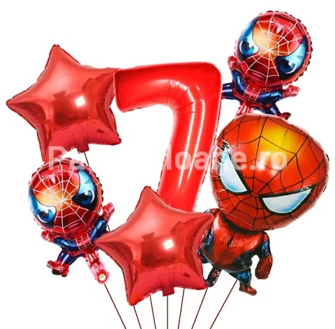 SET 6 BALOANE FOLIE SPIDERMAN CU CIFRA 7