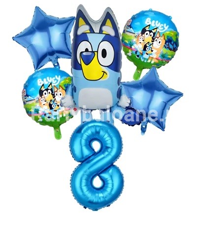 Set 6 baloane folie Bluey cu cifra 8