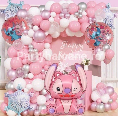 Set ghirlanda din baloane Stitch roz