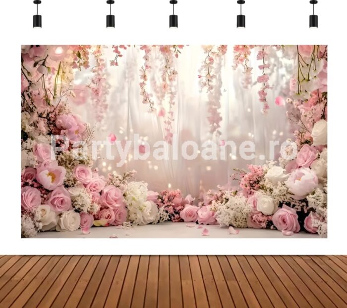 BACKGROUND TEXTIL PENTRU ARANJAMENT ARCADA FLORI ROZ - COD 479B