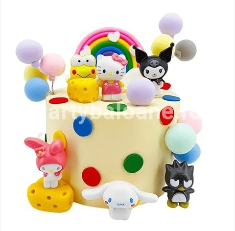 SET 7 TOPPERE PENTRU TORT – FIGURINE HELLO KITTY SANRIO KUROMI 3D