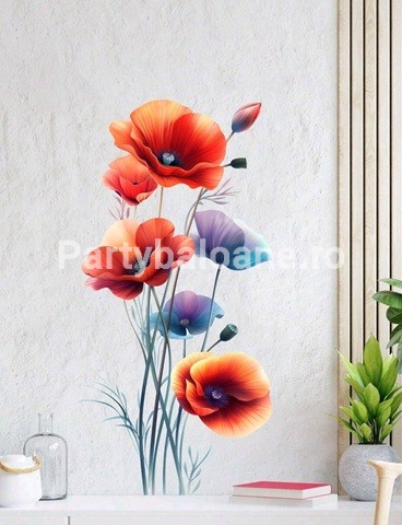 STICKER DECORATIV PENTRU PERETE - FLORI DE MAC COD 453