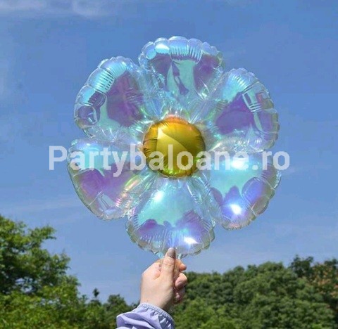 BALON FOLIE FLOARE MARGARETA - TRANSPARENT HOLOGRAFIC 48 CM