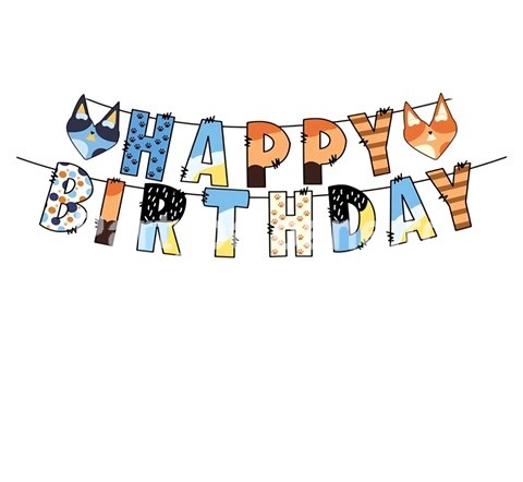 BANNER HAPPY BIRTHDAY - BLUEY SI BINGO