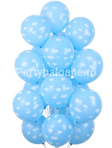 SET 10 BALOANE LATEX - BLEU CU NORI 30 CM