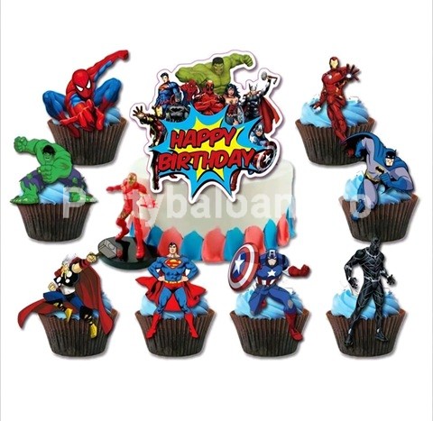SET 24 SCOBITORI DECORATIVE SI TOPPER PENTRU TORT AVENGERS