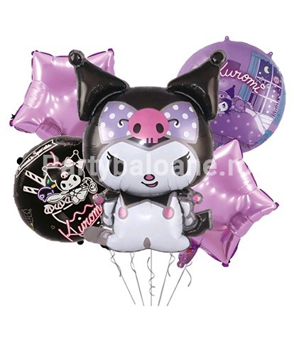 SET 5 BALOANE FOLIE HELLO KITTY SANRIO KUROMI - NEGRU